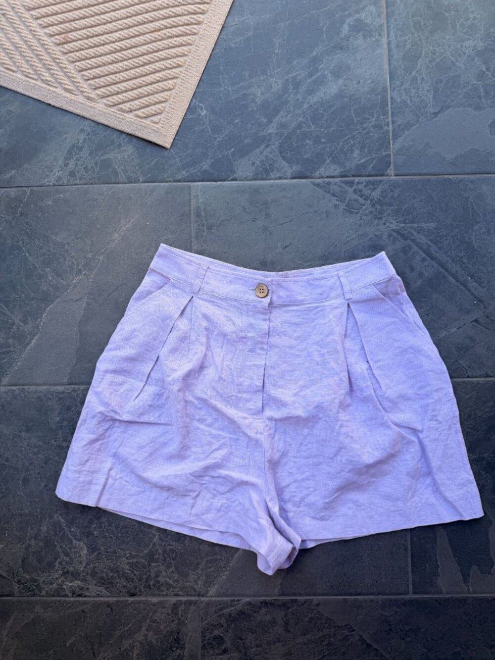 lavender purple linen cotton high waist shorts NWT Medium Zara